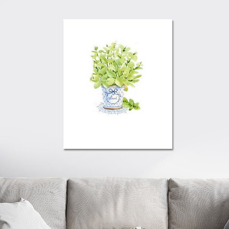 Bonsai Wall Art Print in Green Canvas Made Wall Decor for House Interior, Textured Green Design 2 Clearhalo 'Art Gallery' 'Canvas Art' 'Country Art Gallery' 'French Country' 'Rustic' Arts' 1625960
