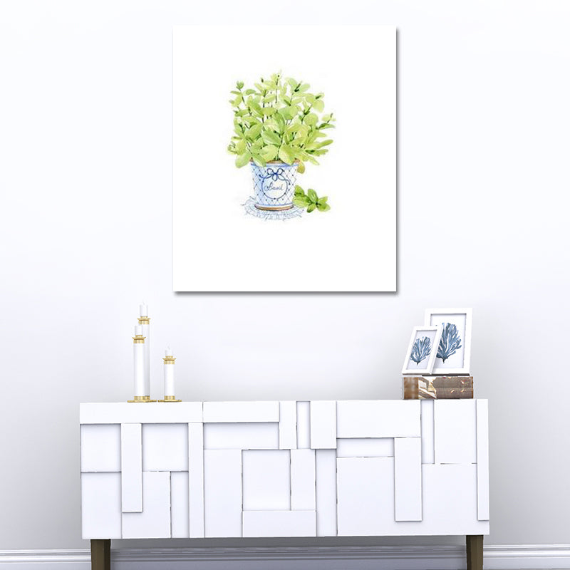 Bonsai Wall Art Print in Green Canvas Made Wall Decor for House Interior, Textured Clearhalo 'Art Gallery' 'Canvas Art' 'Country Art Gallery' 'French Country' 'Rustic' Arts' 1625961