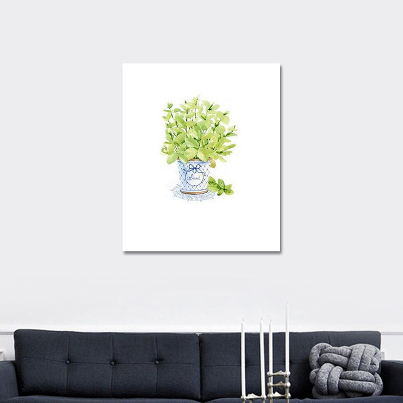 Bonsai Wall Art Print in Green Canvas Made Wall Decor for House Interior, Textured Clearhalo 'Art Gallery' 'Canvas Art' 'Country Art Gallery' 'French Country' 'Rustic' Arts' 1625962