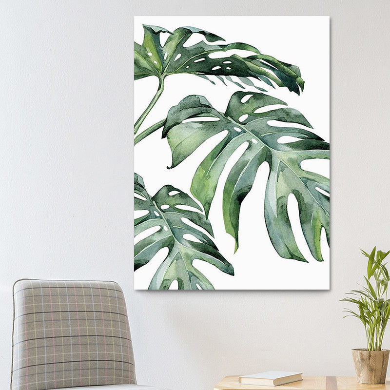 Green Plant Leaves Canvas Art Textured Country Style Dining Room Wall Decoration Clearhalo 'Art Gallery' 'Canvas Art' 'Country Art Gallery' 'French Country' 'Rustic' Arts' 1625973