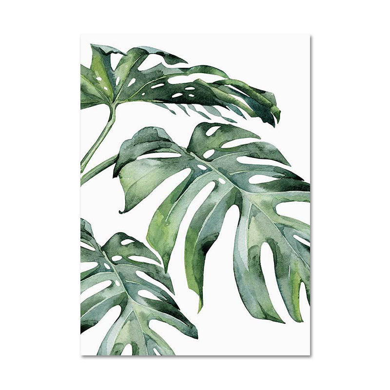 Green Plant Leaves Canvas Art Textured Country Style Dining Room Wall Decoration Clearhalo 'Art Gallery' 'Canvas Art' 'Country Art Gallery' 'French Country' 'Rustic' Arts' 1625975