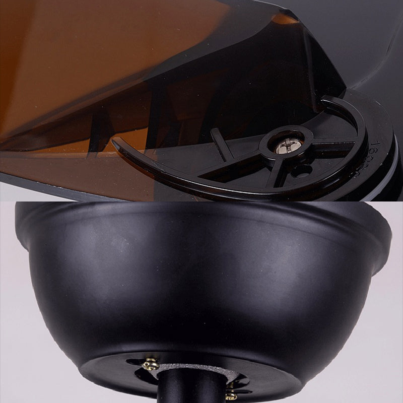 Wire Cage Metallic Semi Flush Lighting Vintage 5 Heads Living Room Wall Control Fan Ceiling Lamp in Black Clearhalo 'Ceiling Fans with Lights' 'Ceiling Fans' 'Industrial Ceiling Fans' 'Industrial' Lighting' 1626574