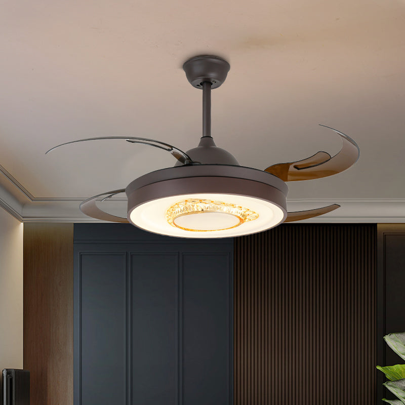 Reversible Antler Blade LED Ceiling Fan Nordic Style Black Metallic Downrod Semi Flush Mount Lamp with Crystal Element Clearhalo 'Ceiling Fans with Lights' 'Ceiling Fans' 'Modern Ceiling Fans' 'Modern' Lighting' 1626772