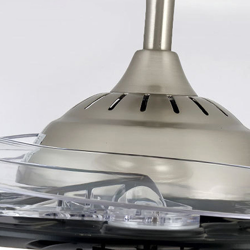 Remote Control/Frequency Convertible LED Fan Light 42"/48" W Simple Clear Crystal Orbit Semi Flush Light in Silver Clearhalo 'Ceiling Fans with Lights' 'Ceiling Fans' 'Modern Ceiling Fans' 'Modern' Lighting' 1626817