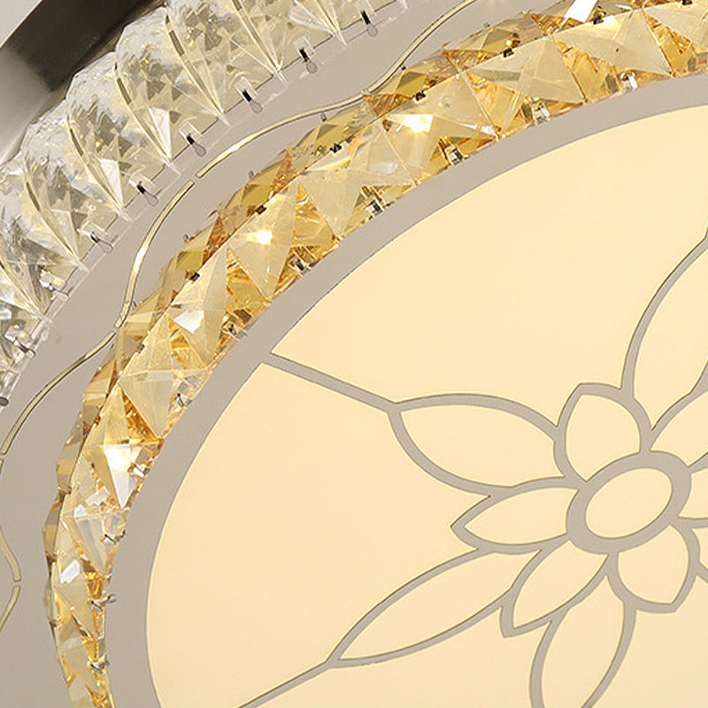 Beveled Crystal Tier LED Ceiling Fan Modern Stylish LED Silver Finish Semi Flush Lamp with/without Bluetooth Clearhalo 'Ceiling Fans with Lights' 'Ceiling Fans' 'Modern Ceiling Fans' 'Modern' Lighting' 1626824