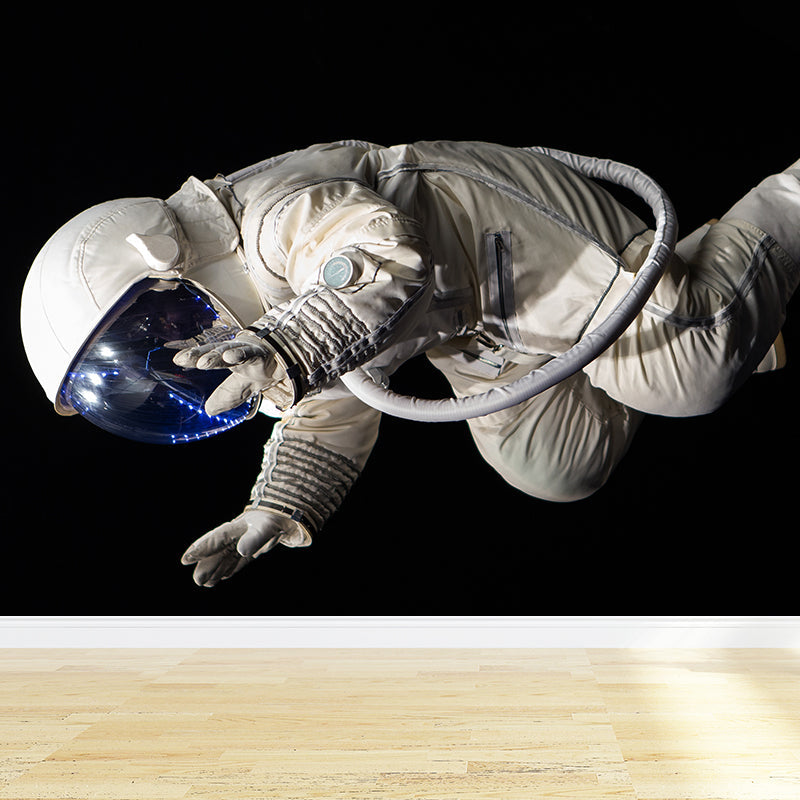 Large Astronaut View Mural Wallpaper Futuristic Outer Space Wall Covering in Black Black Design 3 Clearhalo 'Wall Decor' 'Wall Mural' 1627033