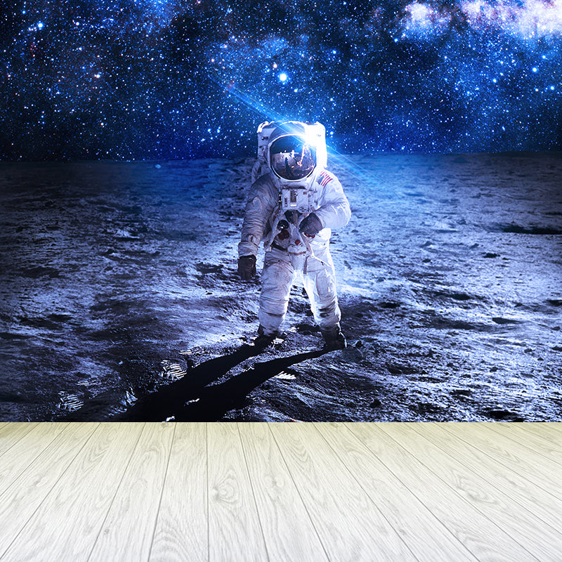 Photography Style Planet Wall Mural for Living Room, Blue, Custom Size Available Clearhalo 'Wall Decor' 'Wall Mural' 1627280