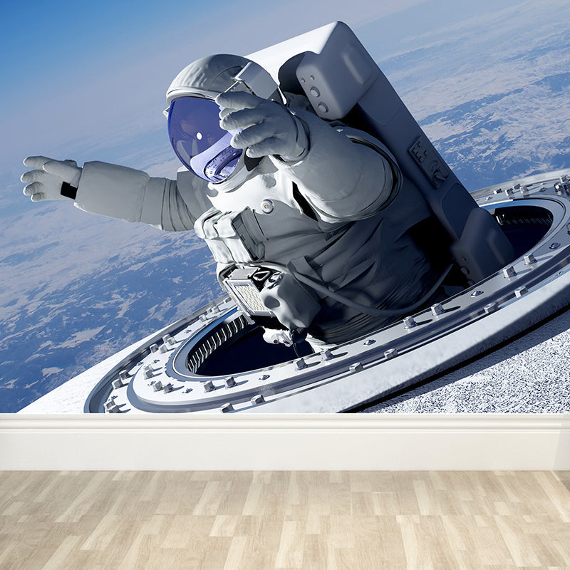Full Size Photography Futuristic Mural Wallpaper with Outer Space Scenery in Blue Blue Design 4 Clearhalo 'Wall Decor' 'Wall Mural' 1627533