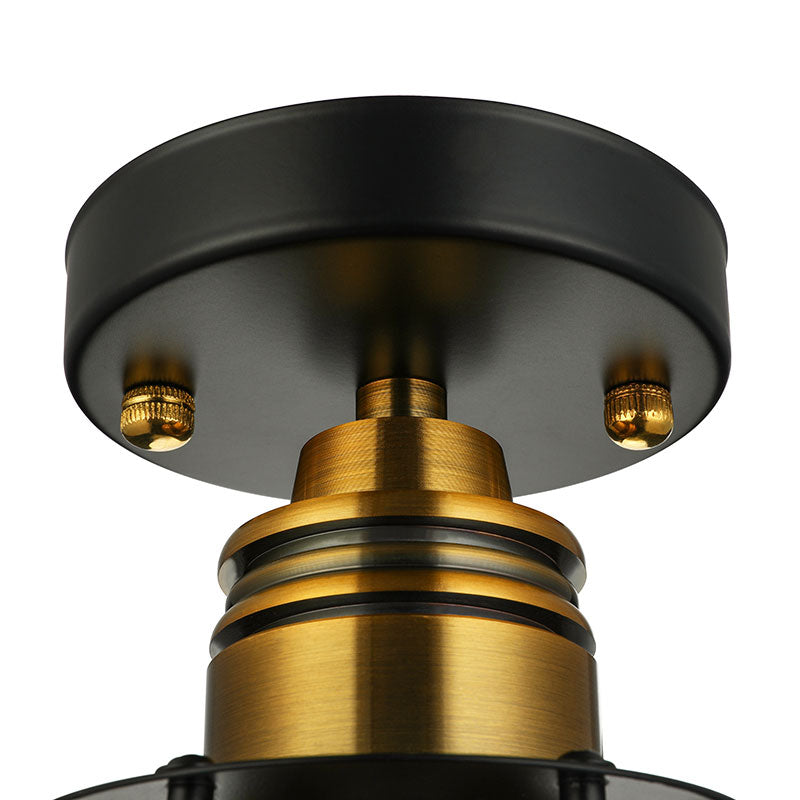 Industrial Stylish Wire Guard Ceiling Light 1 Light Metallic Semi Flush Light in Brass/Antique Brass for Hallway Clearhalo 'Ceiling Lights' 'Close To Ceiling Lights' 'Close to ceiling' 'Semi-flushmount' Lighting' 162774