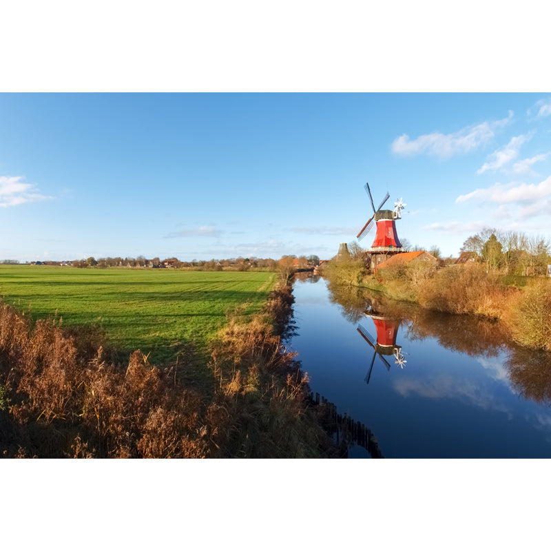 Rotating Windmill Mural Wallpaper for Dining Room Summer Wall Decor, Custom Printed Clearhalo 'Wall Decor' 'Wall Mural' 1627866