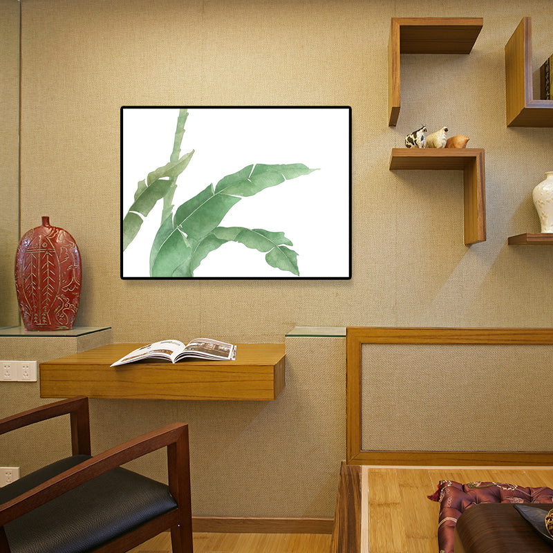 Leaf Painting Wall Art Print Farmhouse Textured Sitting Room Wrapped Canvas in Green Green Design 1 Clearhalo 'Art Gallery' 'Canvas Art' 'Country Art Gallery' 'French Country' 'Rustic' Arts' 1628424