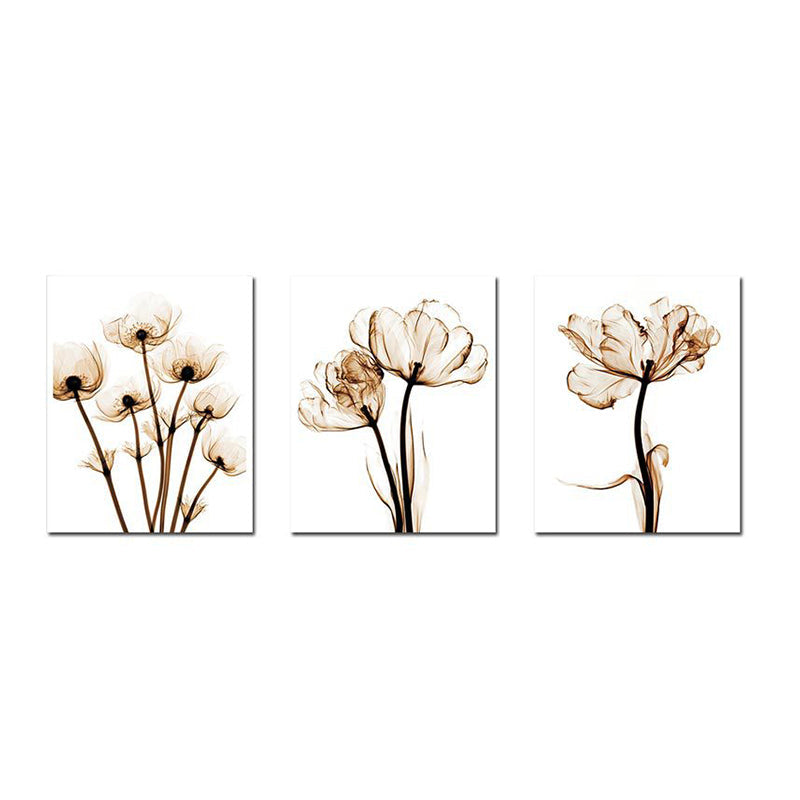 Countryside Flower Wall Decoration Canvas Textured Brown Art Print for Family Room Clearhalo 'Art Gallery' 'Canvas Art' 'Country Art Gallery' 'French Country' 'Rustic' Arts' 1628441