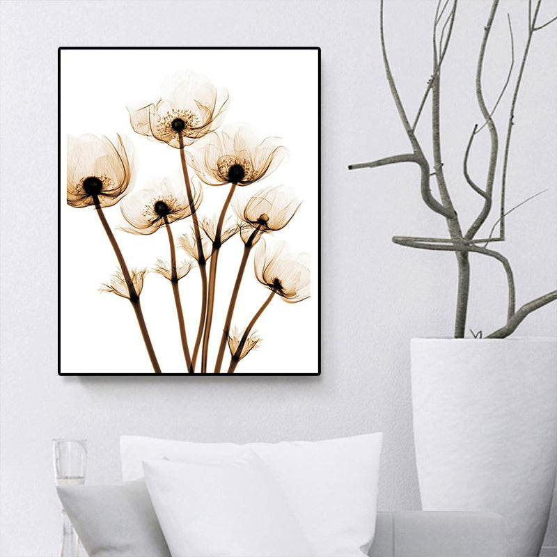 Countryside Flower Wall Decoration Canvas Textured Brown Art Print for Family Room Brown Design 1 Clearhalo 'Art Gallery' 'Canvas Art' 'Country Art Gallery' 'French Country' 'Rustic' Arts' 1628445