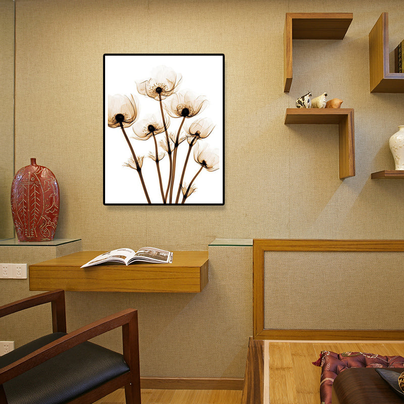 Countryside Flower Wall Decoration Canvas Textured Brown Art Print for Family Room Clearhalo 'Art Gallery' 'Canvas Art' 'Country Art Gallery' 'French Country' 'Rustic' Arts' 1628447
