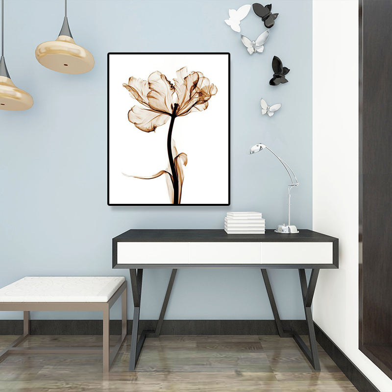 Countryside Flower Wall Decoration Canvas Textured Brown Art Print for Family Room Brown Design 3 Clearhalo 'Art Gallery' 'Canvas Art' 'Country Art Gallery' 'French Country' 'Rustic' Arts' 1628459
