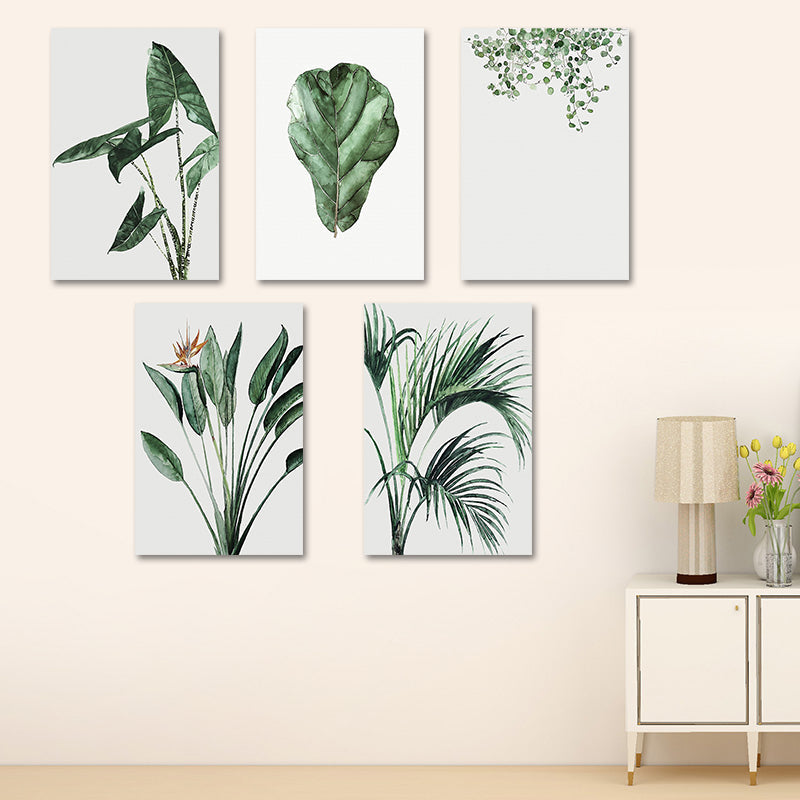 Farmhouse Botanics Wall Art Green Leaf Canvas Print for Living Room, Textured Clearhalo 'Art Gallery' 'Canvas Art' 'Country Art Gallery' 'French Country' 'Rustic' Arts' 1628597