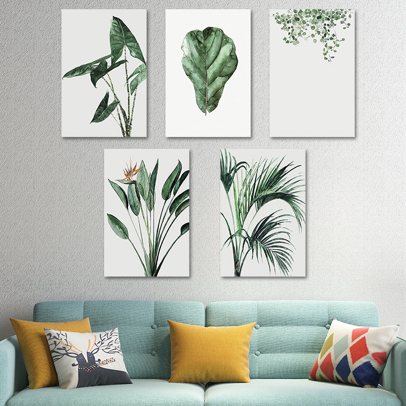 Farmhouse Botanics Wall Art Green Leaf Canvas Print for Living Room, Textured Clearhalo 'Art Gallery' 'Canvas Art' 'Country Art Gallery' 'French Country' 'Rustic' Arts' 1628598