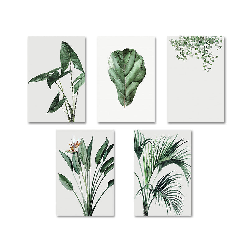Farmhouse Botanics Wall Art Green Leaf Canvas Print for Living Room, Textured Clearhalo 'Art Gallery' 'Canvas Art' 'Country Art Gallery' 'French Country' 'Rustic' Arts' 1628599