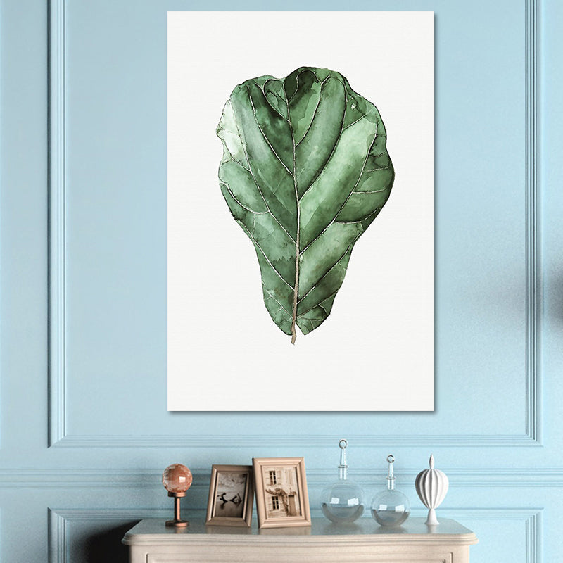 Farmhouse Botanics Wall Art Green Leaf Canvas Print for Living Room, Textured Clearhalo 'Art Gallery' 'Canvas Art' 'Country Art Gallery' 'French Country' 'Rustic' Arts' 1628611