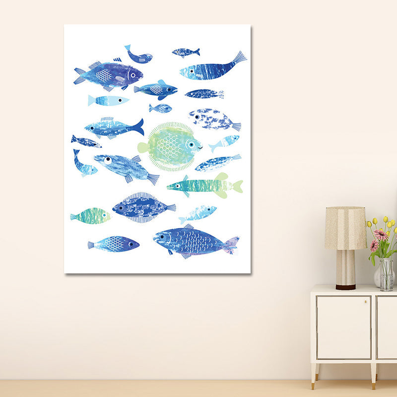Tropical Undersea World Art Print Blue Living Room Wall Decoration, Textured Surface Blue Design 2 Clearhalo 'Art Gallery' 'Canvas Art' 'Coastal Art Gallery' 'Nautical' Arts' 1628638