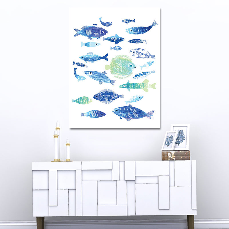 Tropical Undersea World Art Print Blue Living Room Wall Decoration, Textured Surface Clearhalo 'Art Gallery' 'Canvas Art' 'Coastal Art Gallery' 'Nautical' Arts' 1628639
