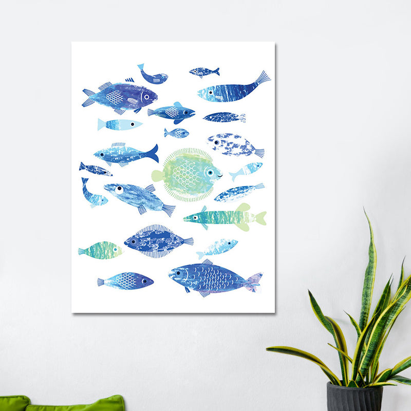 Tropical Undersea World Art Print Blue Living Room Wall Decoration, Textured Surface Clearhalo 'Art Gallery' 'Canvas Art' 'Coastal Art Gallery' 'Nautical' Arts' 1628640