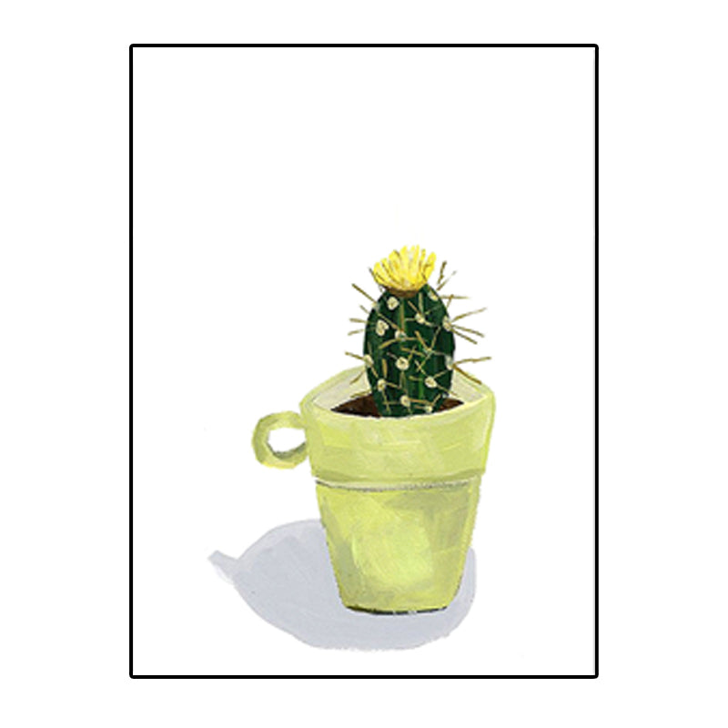 Animal Print Wall Art Living Room Pot Plant Canvas Painting in White for House Decor Clearhalo 'Art Gallery' 'Canvas Art' 'Kids' Arts' 1628683