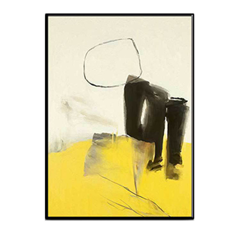 Abstract Canvas Wall Art Contemporary Textured Wall Decor in Yellow and Black for Room Clearhalo 'Art Gallery' 'Canvas Art' 'Contemporary Art Gallery' 'Modern' Arts' 1628781