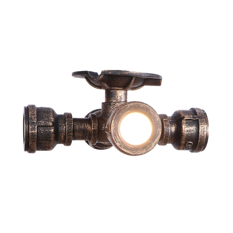 Sputnik Balcony Semi Flush Light with Pipe Rustic Industrial Wrought Iron 4 Lights Aged Bronze Ceiling Fixture Clearhalo 'Ceiling Lights' 'Close To Ceiling Lights' 'Close to ceiling' 'Semi-flushmount' Lighting' 163094