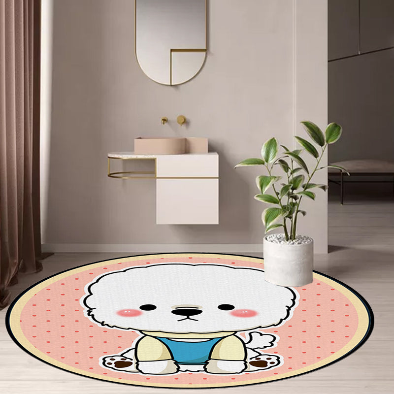 Kids Bedroom Rug in Purple and Red Animal Dog Star Strawberry Print Rug Polyester Non-Slip Area Rug Pink Clearhalo 'Area Rug' 'Rug' 1634461