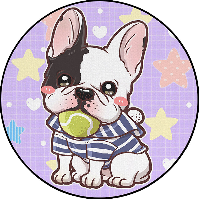 Kids Bedroom Rug in Purple and Red Animal Dog Star Strawberry Print Rug Polyester Non-Slip Area Rug Clearhalo 'Area Rug' 'Rug' 1634477