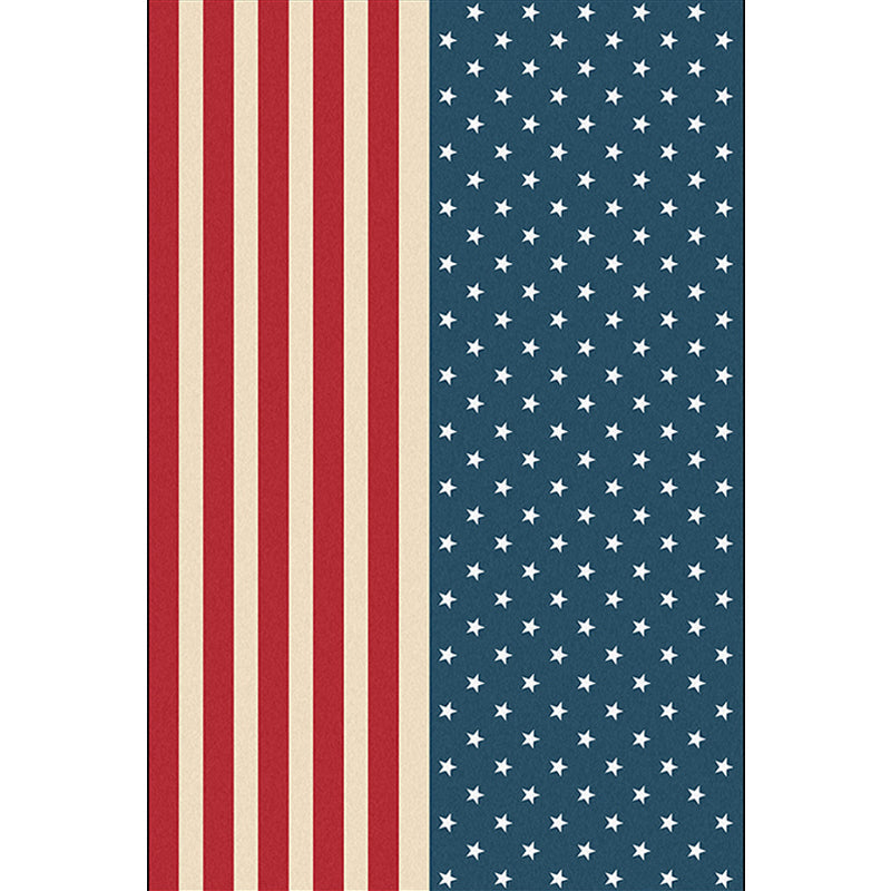 Stylish USA Flag Pattern Rug Blue and Red Nordic Rug Polyester Washable Anti-Slip Backing Area Rug for Living Room Clearhalo 'Area Rug' 'Modern' 'Rugs' Rug' 1634639