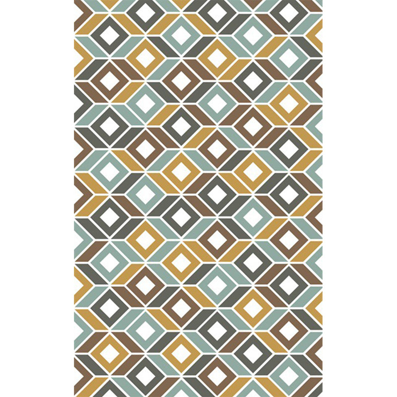 Yellow and Teal Bedroom Rug Modern Geometry Diamond Pattern Area Rug Polyester Anti-Slip Backing Carpet Clearhalo 'Area Rug' 'Modern' 'Rugs' Rug' 1634748