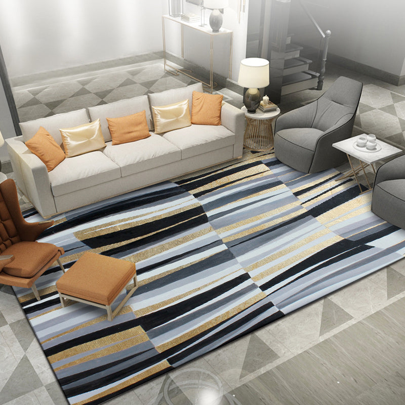 Minimalist Novelty Rug in Grey Geometry Lines Pattern Rug Polyester Machine Washable Carpet for Home Decoration Grey Design 1 Clearhalo 'Area Rug' 'Rug' 1634851