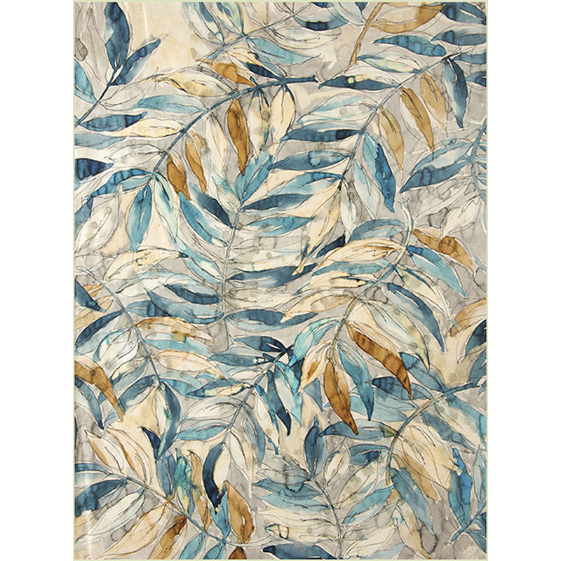 Classic Vintage Rug in Yellow and Blue Botanical Leaf Pattern Rug Polyester Anti-Slip Carpet for Home Decoration Clearhalo 'Area Rug' 'Rugs' 'Vintage' Rug' 1634863