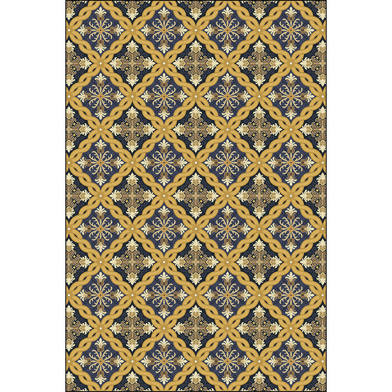 Moroccan Living Room Rug in Yellow Floral Chain Print Rug Polyester Pet Friendly Non-Slip Area Rug Clearhalo 'Area Rug' 'Moroccan' 'Rugs' Rug' 1634871