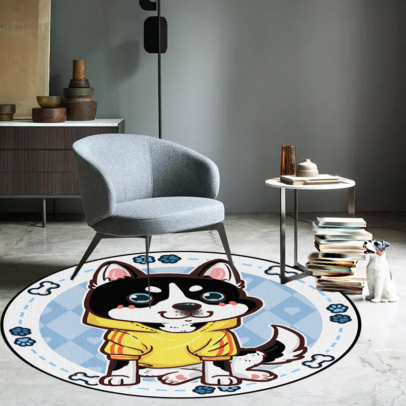 Cute Kids Rug in Pink and Yellow Animal Dog Banana Balloon Pattern Rug Polyester Washable Carpet for Nursery Blue Clearhalo 'Area Rug' 'Rug' 1635464