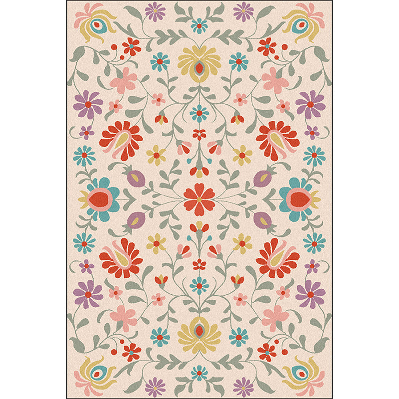 Vintage Floral Pattern Rug Pink Polyester Rug Machine Washable Non-Slip Area Rug for Bedroom Clearhalo 'Area Rug' 'Rugs' 'Vintage' Rug' 1635690