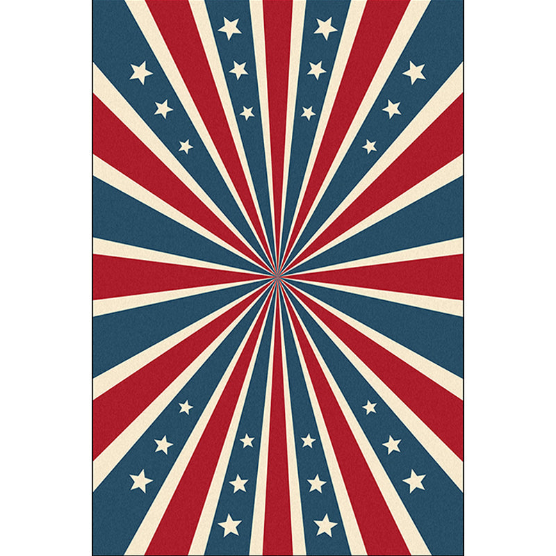 Contemporary Radial Pattern Rug with Star Blue and Red Polyester Rug Machine Washable Non-Slip Area Rug for Bedroom Clearhalo 'Area Rug' 'Modern' 'Rugs' Rug' 1635986