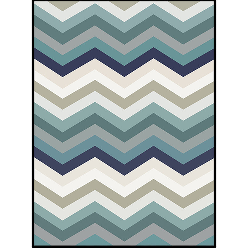 Blue Bedroom Rug Novelty Geometric Wave Pattern Area Rug Polyester Stain-Resistant Carpet Clearhalo 'Area Rug' 'Rug' 1636080