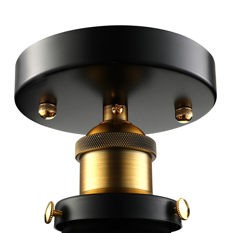 Black/Rust Cone Shade Semi Flush Mount Retro Stylish Metallic 1 Head Balcony Close to Ceiling Lighting Clearhalo 'Ceiling Lights' 'Close To Ceiling Lights' 'Close to ceiling' 'Flush mount' 'Industrial Flush Mount' Lighting' 16361