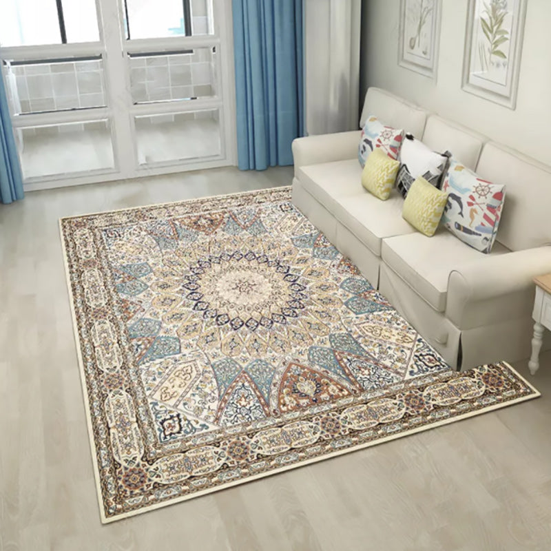 Brown Bedroom Rug Moroccan Medallion Pattern Area Rug Polyester Anti-Slip Machine Washable Carpet Clearhalo 'Area Rug' 'Moroccan' 'Rugs' Rug' 1636309