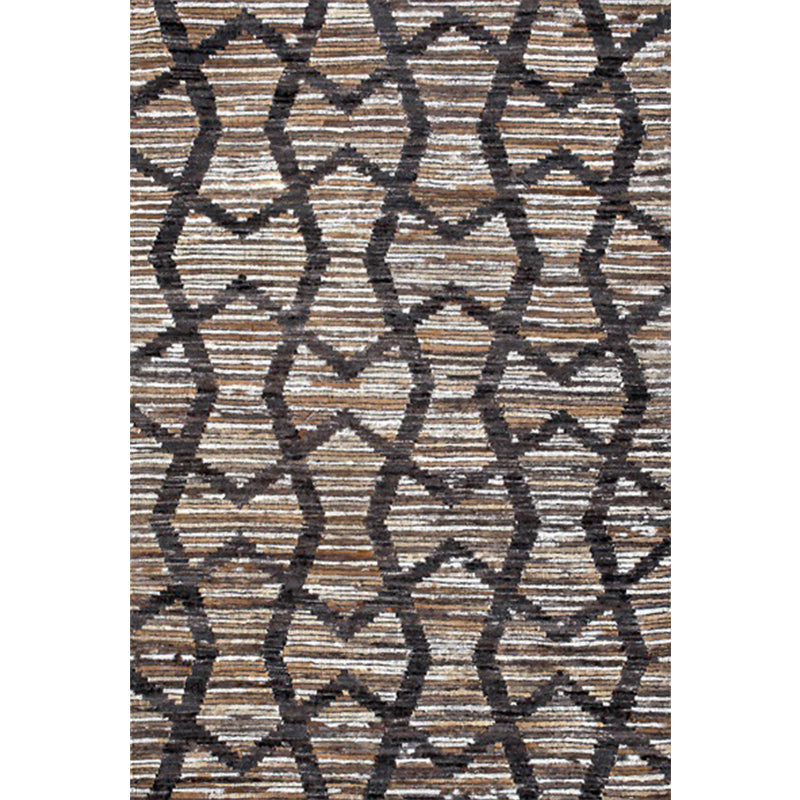 Brown Bedroom Rug Novelty Geometry Stripe Wave Pattern Area Rug Polyester Anti-Slip Backing Carpet Clearhalo 'Area Rug' 'Rug' 1636784