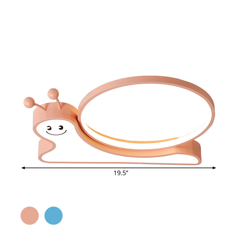 Acrylic Snail Design Flush Light Fixture Cartoon Pink/Blue LED Ceiling Mounted Lamp in Warm/White Light Clearhalo 'Ceiling Lights' 'Close To Ceiling Lights' 'Close to ceiling' 'Flush mount' Lighting' 1636962