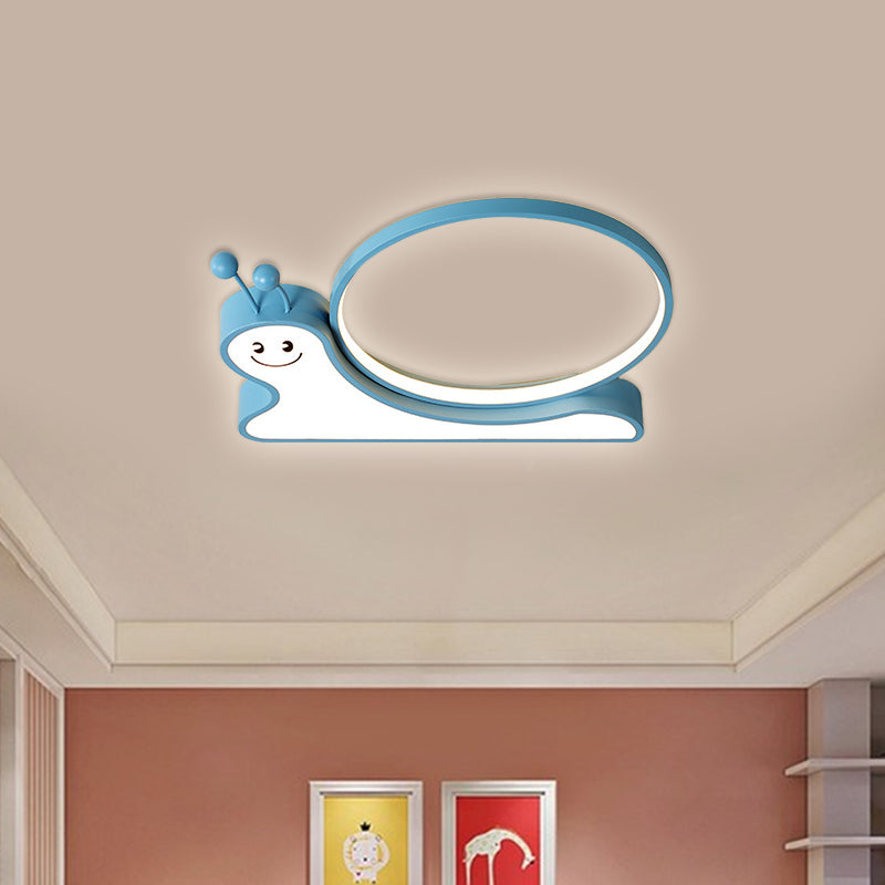 Acrylic Snail Design Flush Light Fixture Cartoon Pink/Blue LED Ceiling Mounted Lamp in Warm/White Light Clearhalo 'Ceiling Lights' 'Close To Ceiling Lights' 'Close to ceiling' 'Flush mount' Lighting' 1636964