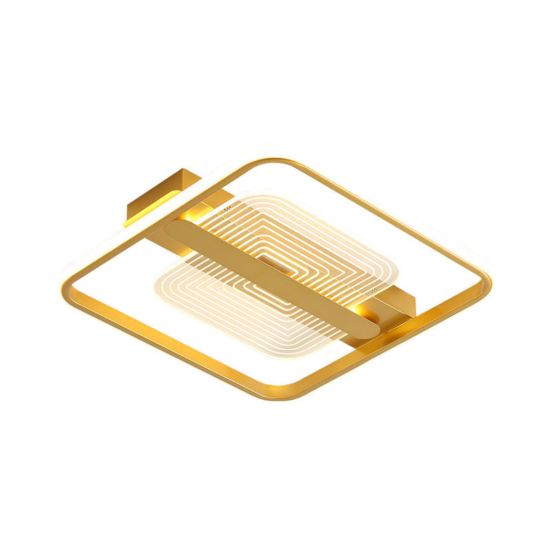 Metallic Square Frame Ceiling Flush Modern LED Gold Flush Mount Lamp in Warm/White Light, 16.5"/20.5" Width Clearhalo 'Ceiling Lights' 'Close To Ceiling Lights' 'Close to ceiling' 'Flush mount' Lighting' 1636978