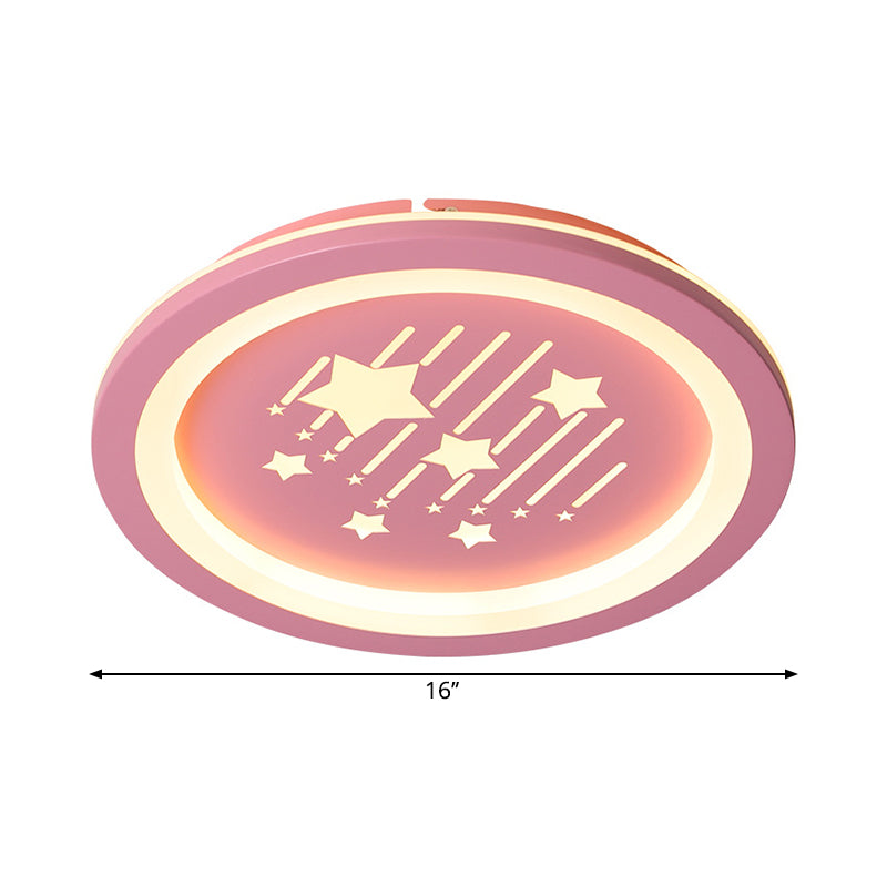 Pink Round Flush Ceiling Light with Star Pattern Contemporary LED Acrylic Flush Mount Lighting for Kid Room, Warm/White Light Clearhalo 'Ceiling Lights' 'Close To Ceiling Lights' 'Close to ceiling' 'Flush mount' Lighting' 1636996