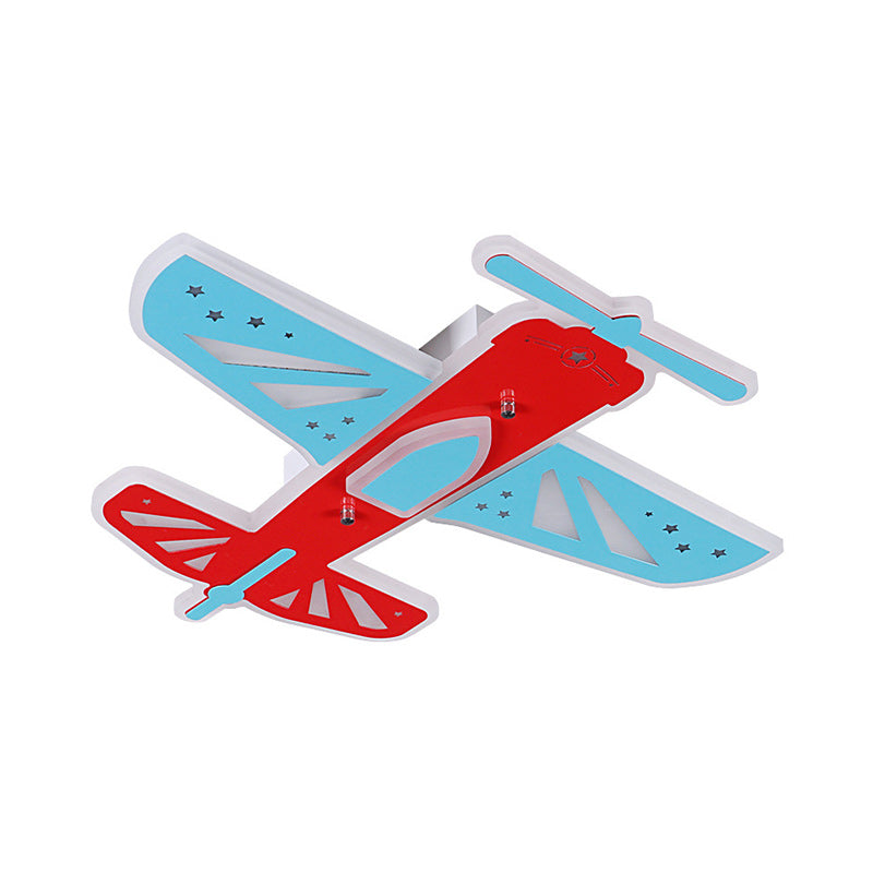 Plane Shape Boy Room Flush Ceiling Light Acrylic Simplicity LED Ceiling Flush Mount in Red and Blue Clearhalo 'Ceiling Lights' 'Close To Ceiling Lights' 'Close to ceiling' 'Flush mount' Lighting' 1637053