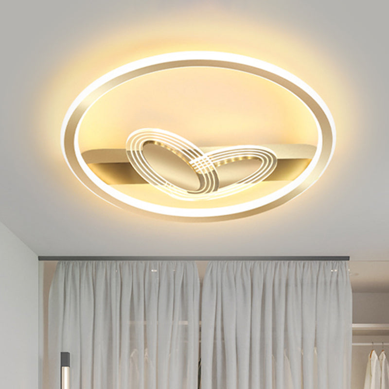 Ring and Bow Flush Mount Modernist Metal Black/Gold LED Ceiling Flush in Warm/White Light, 16"/19.5" Wide Clearhalo 'Ceiling Lights' 'Close To Ceiling Lights' 'Close to ceiling' 'Flush mount' Lighting' 1637056