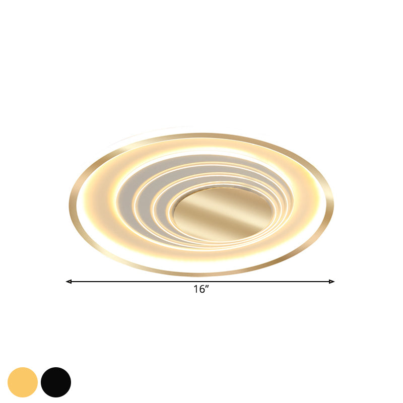 Planetary Orbit Flush Lamp Minimalism Metal Black/Gold LED Ceiling Fixture in Warm/White Light, 16"/19.5" Width Clearhalo 'Ceiling Lights' 'Close To Ceiling Lights' 'Close to ceiling' 'Flush mount' Lighting' 1637067